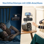 Wall power strip with USB ports, phone holder, and night light