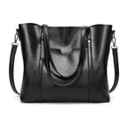 Leather handbag with large capacity and adjustable shoulder strap