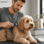 Fur grooming brush for dogs and cats with safety blades