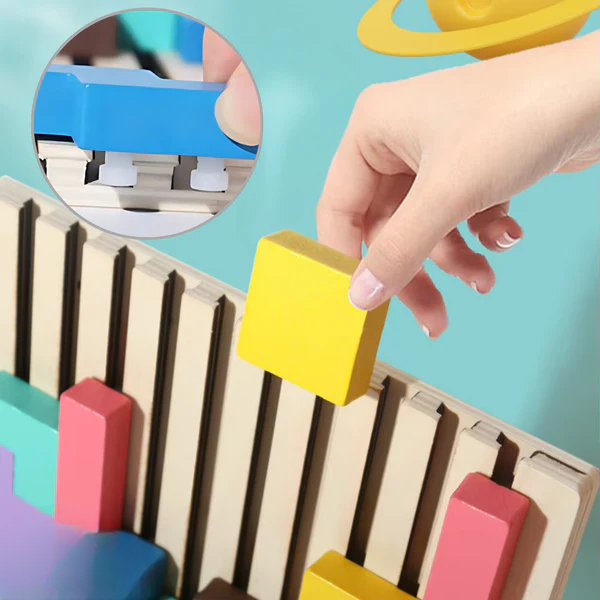 Wooden Tetris puzzle – Colorful building game from 5 years