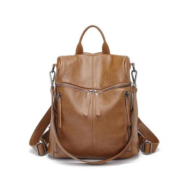 Lederrucksack mit großer Kapazität und Frontverschluss