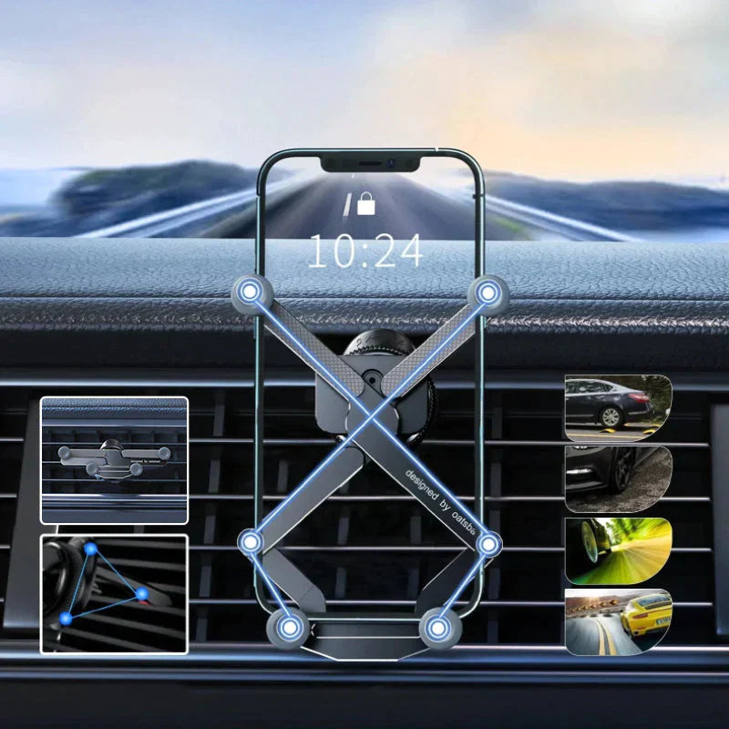 Adjustable car phone holder with air vent mount