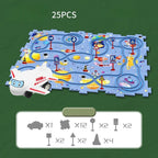 Puzzle-Straßenset mit Auto und Verkehrsschildern
