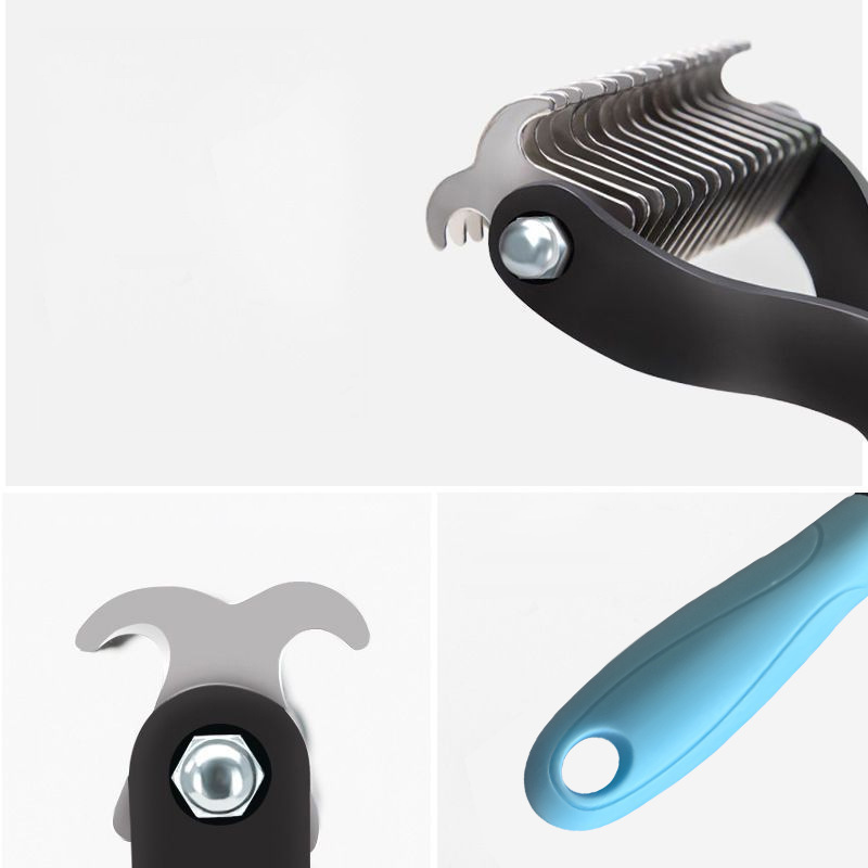 Double-sided dog comb for coat care – detangling and thinning