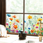Fensteraufkleber mit Blumen- und Schmetterlingmotiven