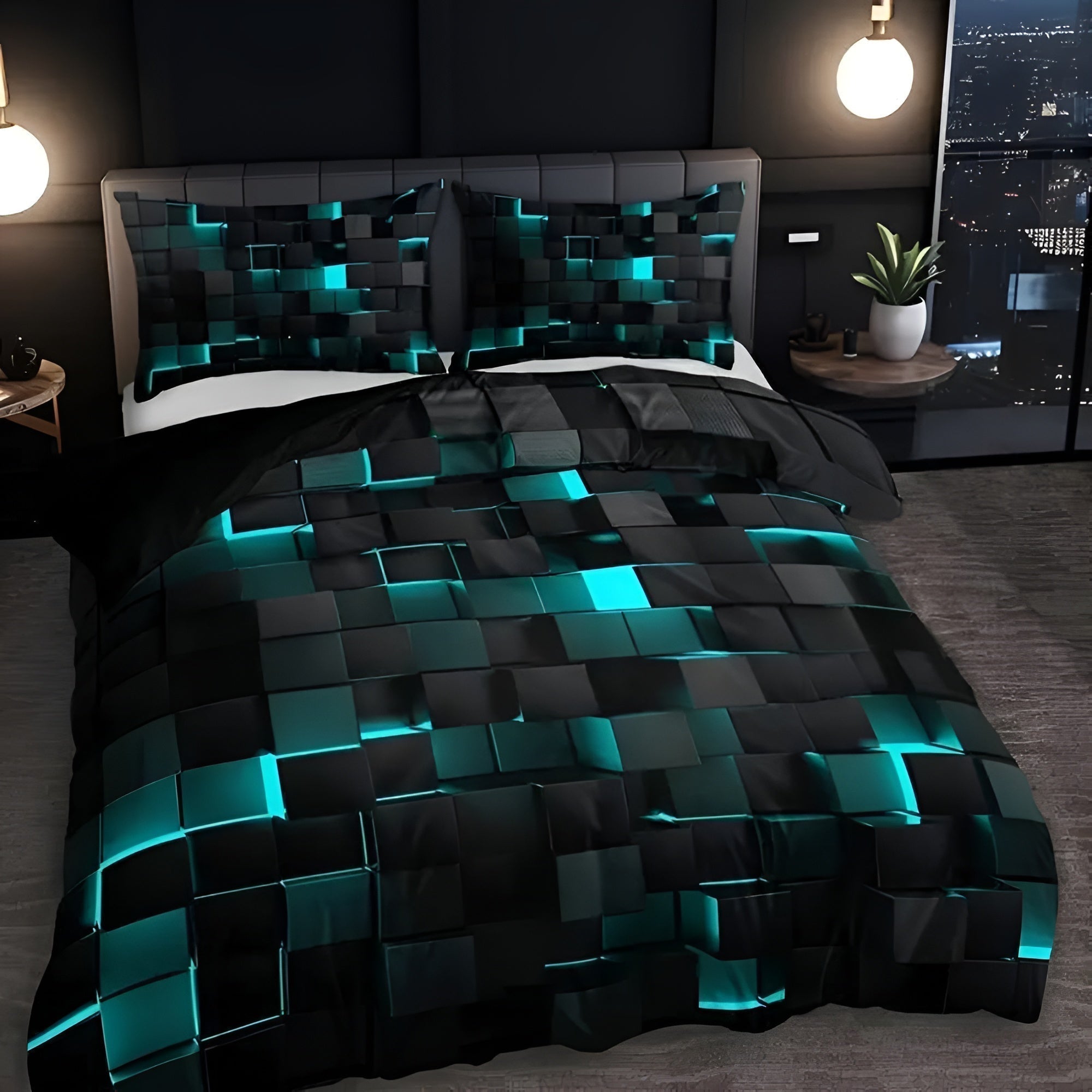 Bettwäsche-Set 3D-Raster mit Gaming-Design