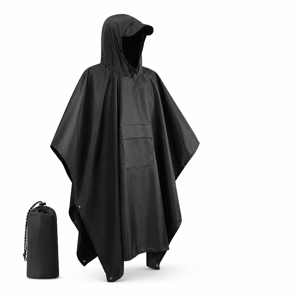 3-in-1 Regenponcho wasserdicht aus Ripstop-Nylon