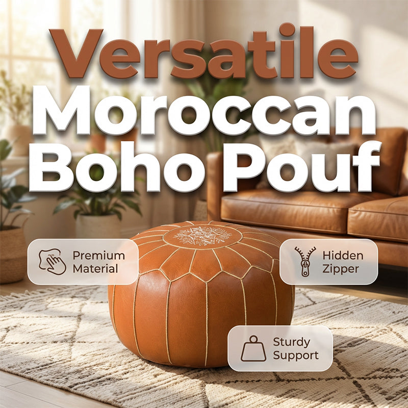 Marokkanischer Leder-Pouf mit Stauraum
