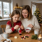 DIY Christmas ornaments made from buttons, craft kit with thread and accessories