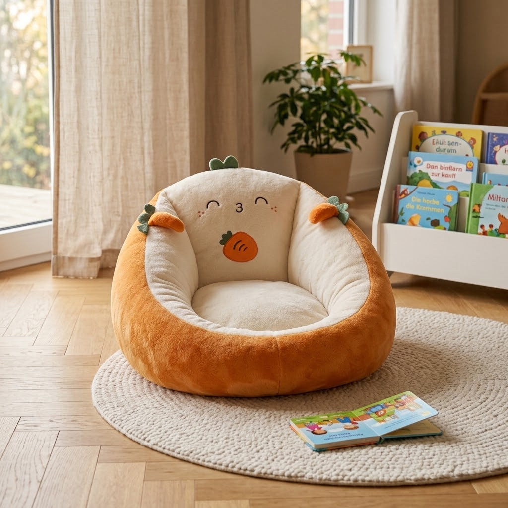 Plush bean bag chair with animal design – soft floor chair