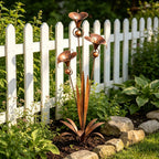 Gartenstecker Kupfer Calla-Lilien mit Glöckchen 61 cm hoch