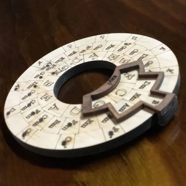 Chord Wheel Wood for Music Theory and Melodies