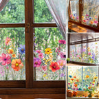 Fensteraufkleber mit Blumen- und Schmetterlingmotiven