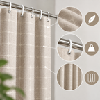 Duschvorhang Leinenoptik mit Quasten – Boho Landhausstil