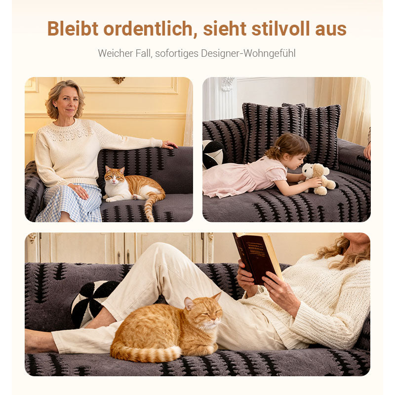 Plush Sofa Cover with Non-Slip Bottom
