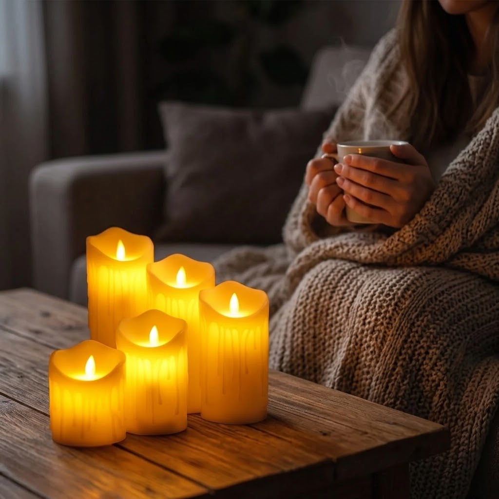 Flameless LED candles with flickering light – 6 designs, sets of 3 to 12 pieces