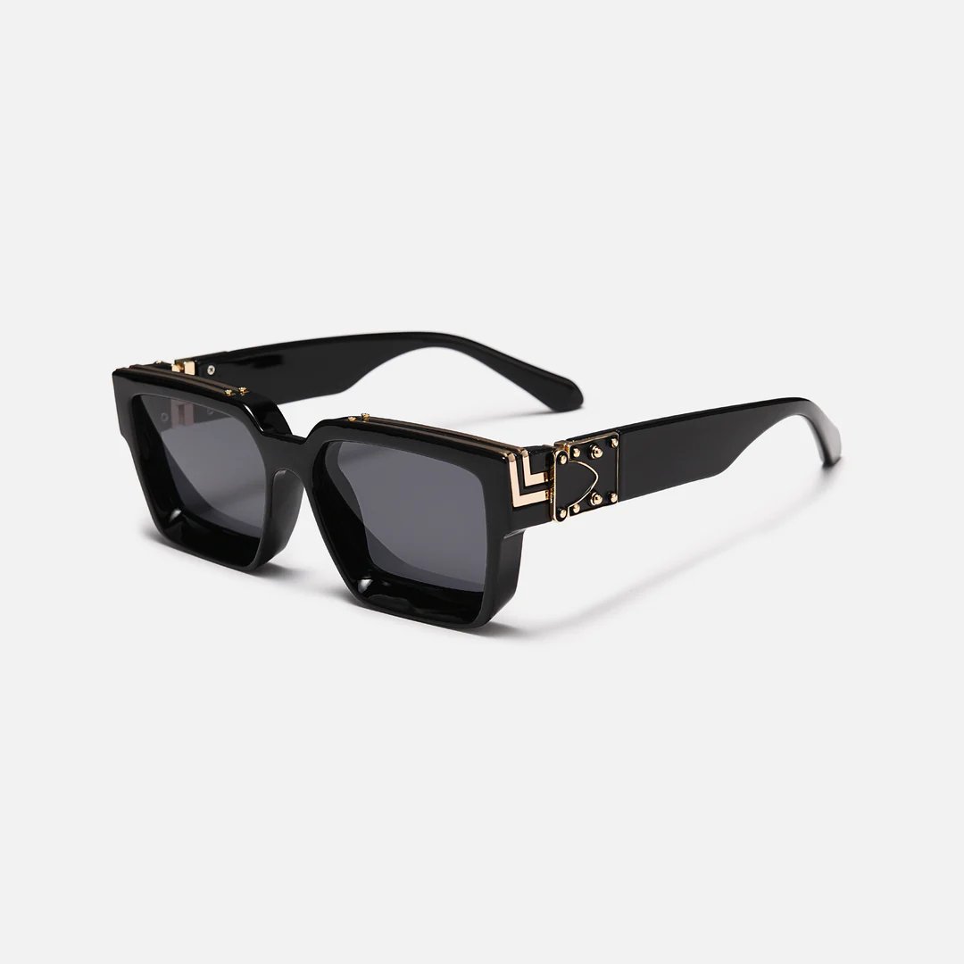 Sonnenbrille mit eckigem Rahmen und Metalldetails