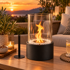 Tischfeuerkorb Glaszylinder mit echter Flamme