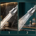 Faucet attachment with 1080° swivel function and 2 spray modes