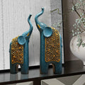 Elephant Decorative Figurine Set made of Resin with Gold Ornaments (Set of 2)