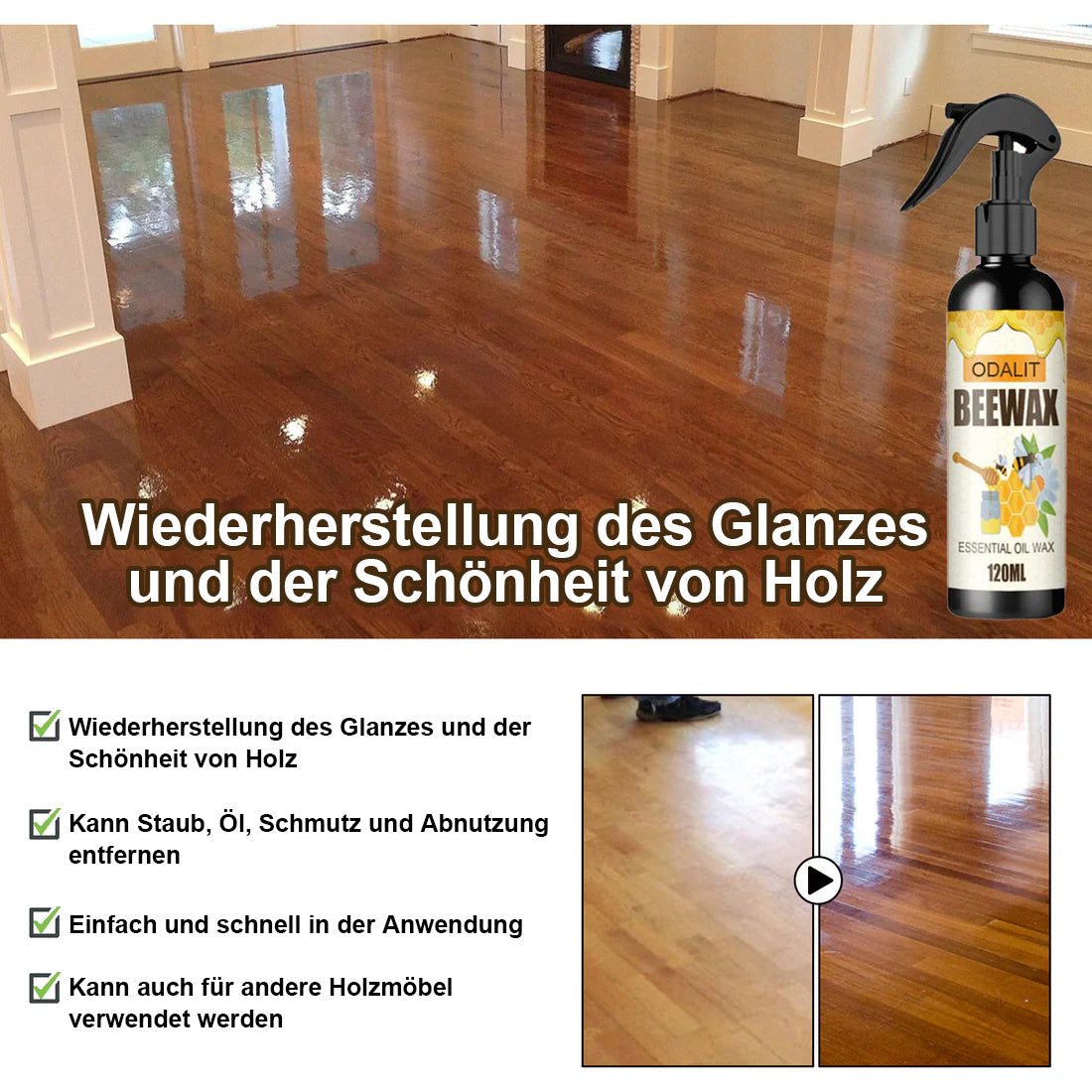 Beeswax Spray for Wood Care 120 ml
