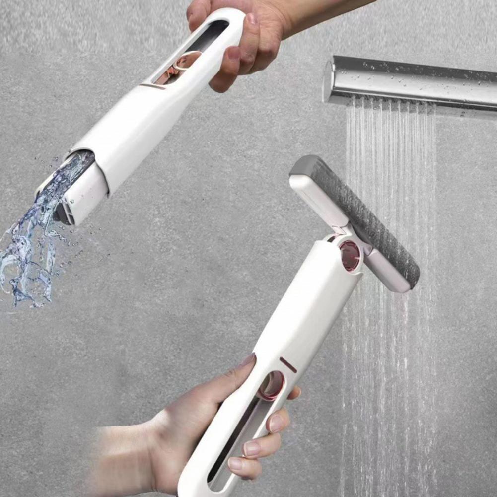 Compact floor mop with spray function and washable pads