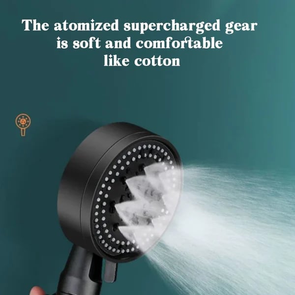 High-pressure shower head with 5 spray types and self-cleaning function