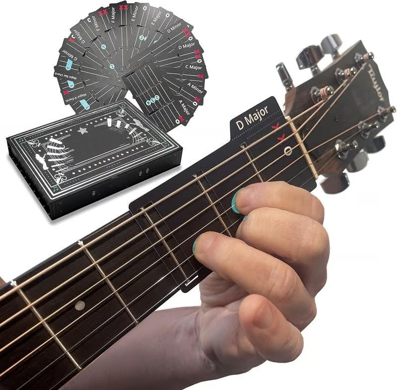 Gitarren-Akkordkarten Set mit Lernhilfe und Transportbox