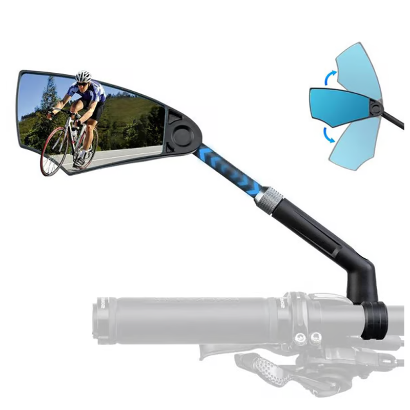 Bicycle rearview mirror with 180° field of view and 360° adjustment