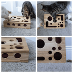 Wooden cat puzzle box – Activity with treats & natural claw care