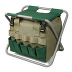Garden tool set 8-piece with folding stool and carrying bag
