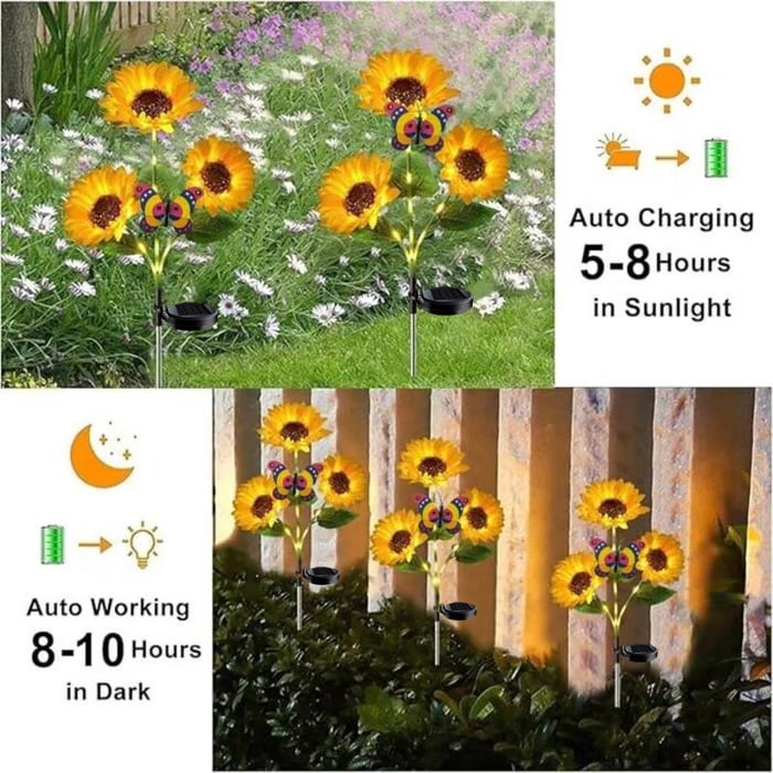 Solar-Sonnenblumenleuchte für Garten und Terrasse