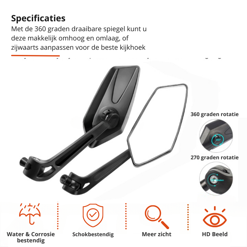 Adjustable Bicycle Mirror with 360° Rotation – Universal Handlebar Mount