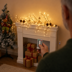 LED-Lichterzweig 160 cm, 72 LEDs warmweiß, USB-Betrieb & Fernbedienung – braun, Weidenoptik