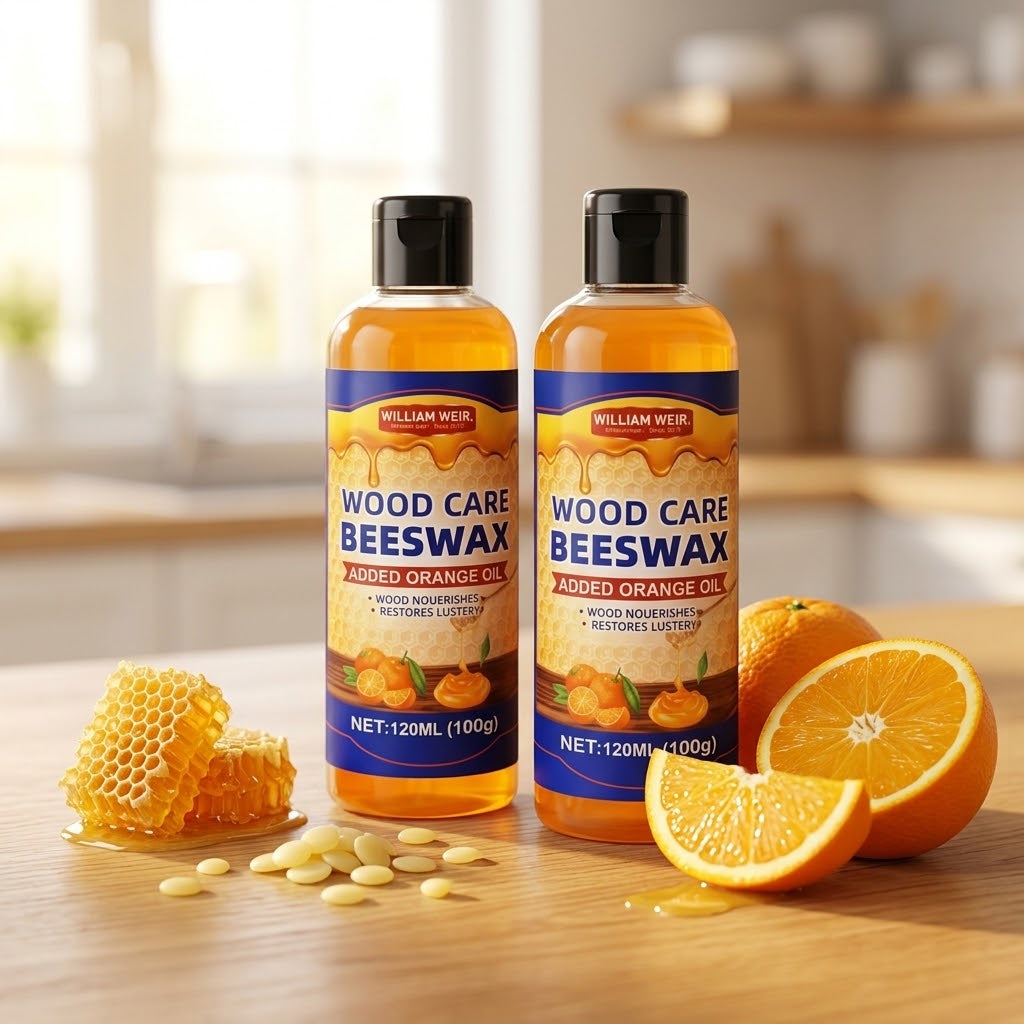 Beeswax wood polish with orange oil, creamy liquid, set of 2 (2 × 120 ml)