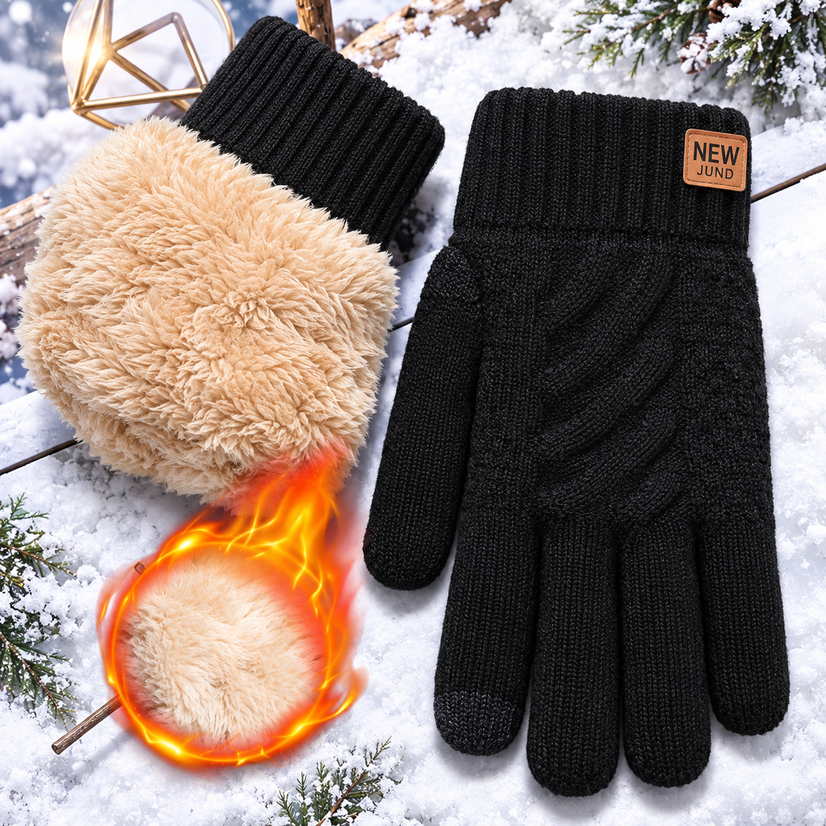 Damenhandschuhe Thermo-Fleece mit Touchscreen-Spitzen
