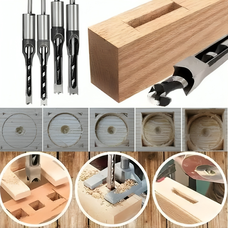 Square Tenon Drill Bit Set for Wood – Set of 4