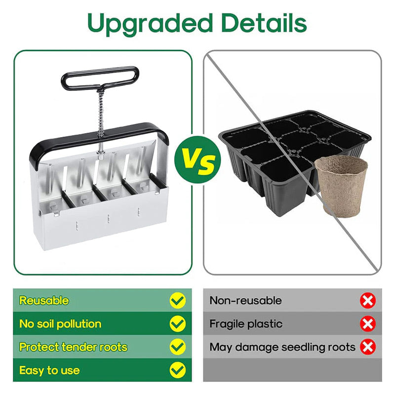 Soil Block Maker Made of Stainless Steel – No Plastic Pots Needed