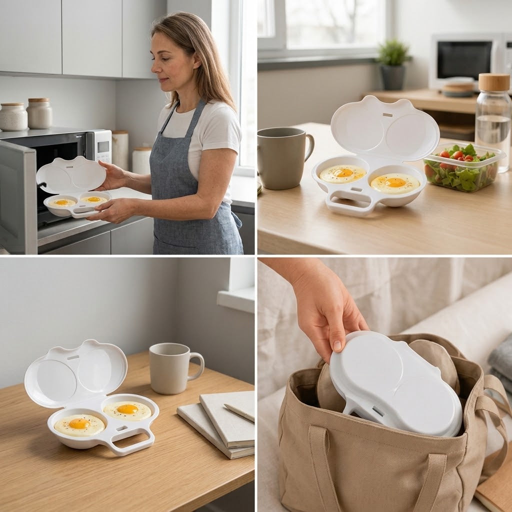 Eier-Dämpfer Mikrowelle Doppelkammer – Pochierte Eier in Minuten