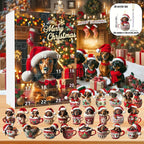 Weihnachts-Adventskalender mit 24 Dackel-Anhängern aus Acryl