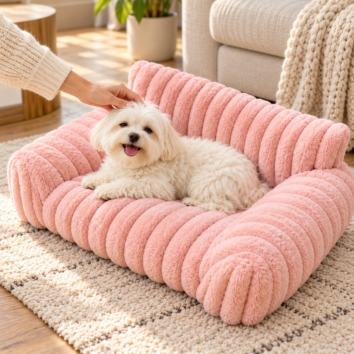 Plush pet bed in sofa design – Cozy retreat for cats & dogs