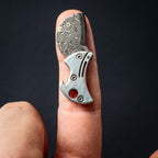 Mini Flaschenöffner Titan mit Damaszener Stahl Schneide