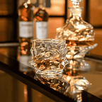 Crystal whisky glass with faceted design