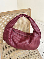 Braided Leather Hobo Bag with Zipper