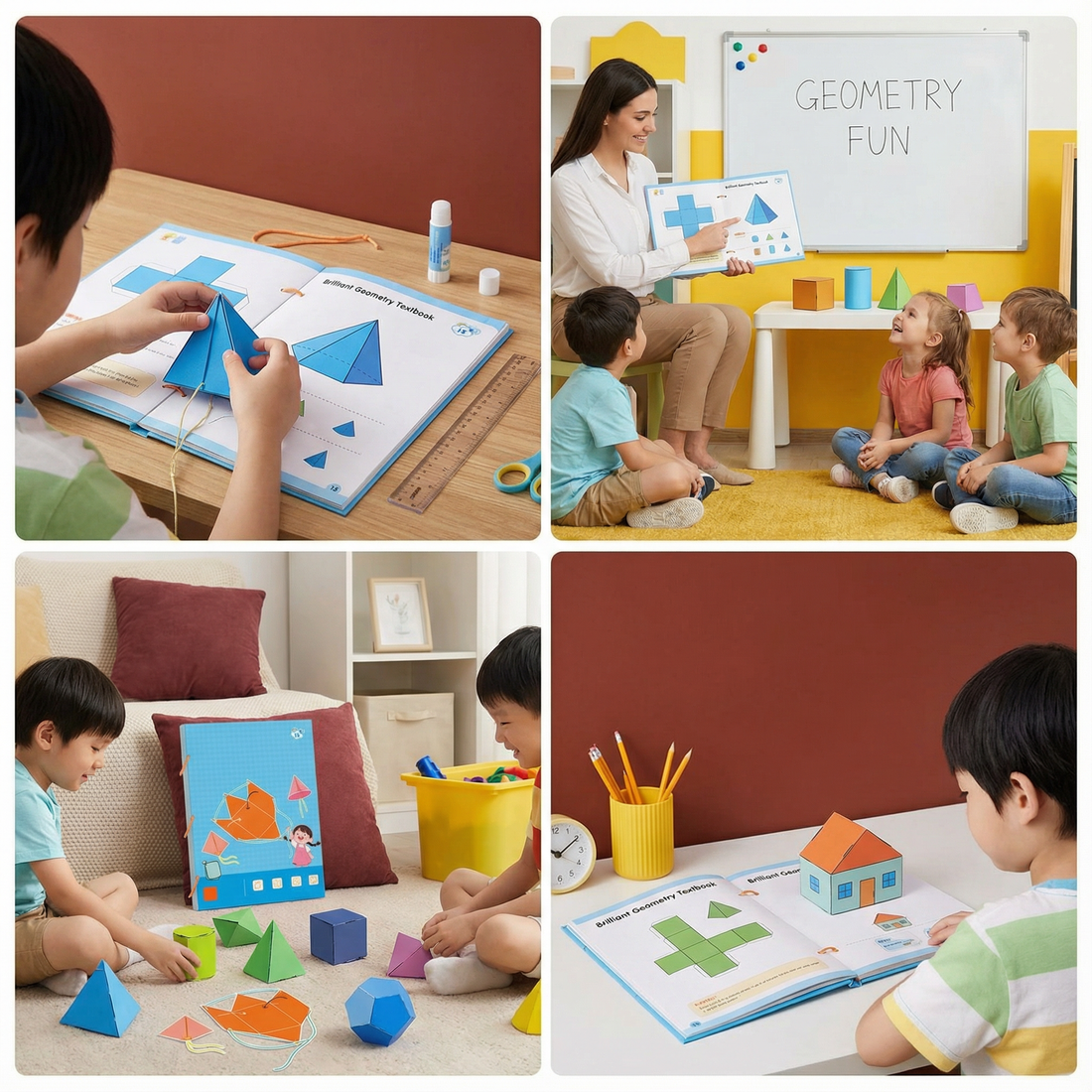 3D-Geometrie Lernbuch für Kinder mit beweglichen Formen