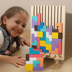 Wooden Tetris puzzle – Colorful building game from 5 years