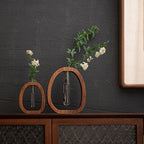 Wall vase wood with glass tube – plant cultivation and decoration