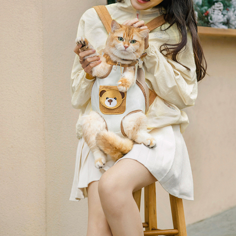 Cat backpack carrier with viewing window