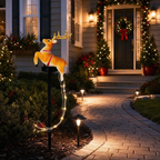 Solar-Gartenstecker Weihnachtsmann im Schlitten oder Rentier – mit funkelndem LED-Lichterschweif