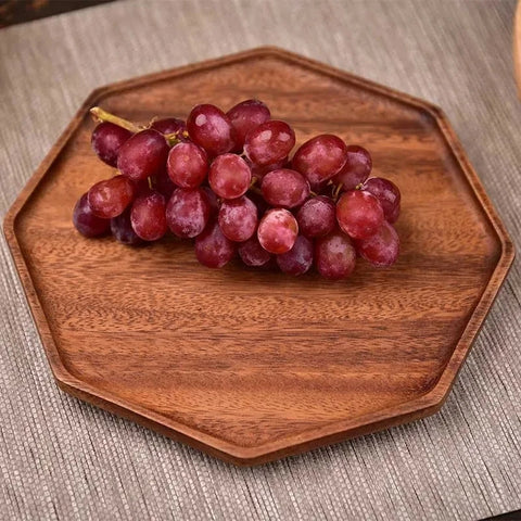 Octagonal Wooden Serving Board with Decorative Pattern